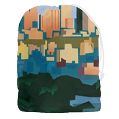 City Buildings Urban Dawn Drawstring Pouch (3xl) by Sarkoni