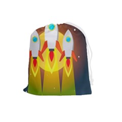 Rocket Take Off Missiles Cosmos Drawstring Pouch (large) by Sarkoni