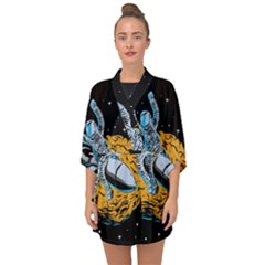 Astronaut Planet Space Science Half Sleeve Chiffon Kimono by Sarkoni