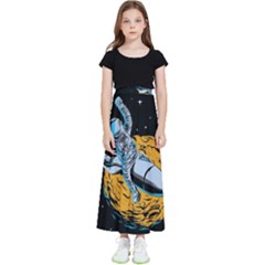 Astronaut Planet Space Science Kids  Flared Maxi Skirt by Sarkoni