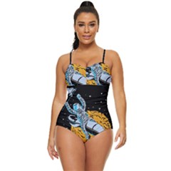 Astronaut Planet Space Science Retro Full Coverage Swimsuit by Sarkoni