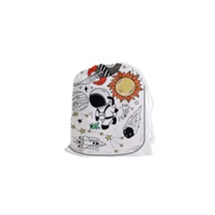 Astronaut Drawing Planet Drawstring Pouch (xs) by Sarkoni
