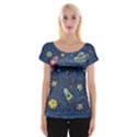 Cat Cosmos Cosmonaut Rocket Cap Sleeve Top View1