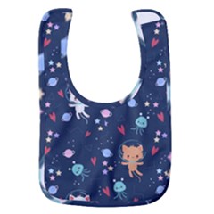 Cute Astronaut Cat With Star Galaxy Elements Seamless Pattern Baby Bib by Grandong