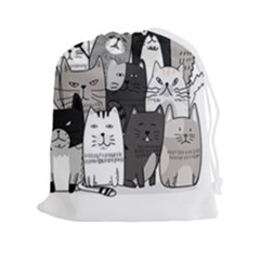 Cute Cat Hand Drawn Cartoon Style Drawstring Pouch (2xl) by Grandong