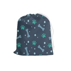 Bons Foot Prints Pattern Background Drawstring Pouch (large) by Grandong