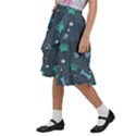 Bons Foot Prints Pattern Background Kids  Ruffle Flared Wrap Midi Skirt View2