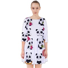 Playing Pandas Cartoons Smock Dress by Apen