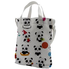 Playing Pandas Cartoons Canvas Messenger Bag by Apen