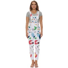 Vector Set Isolates With Cute Birds Scandinavian Style Women s Pinafore Overalls Jumpsuit by Apen