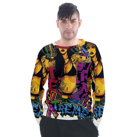 Xtreme Skateboard Graffiti Men s Long Sleeve Raglan T-shirt by Sarkoni