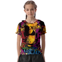 Xtreme Skateboard Graffiti Kids  Frill Chiffon Blouse by Sarkoni