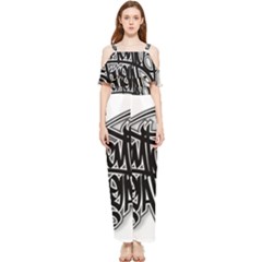 Hip Hop Music Drawing Art Graffiti Draped Sleeveless Chiffon Jumpsuit by Sarkoni