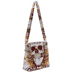 Harvest Of Fear Logo Illustration Skull Pistol Zipper Messenger Bag by Sarkoni