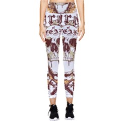 Harvest Of Fear Logo Illustration Skull Pistol Pocket Leggings  by Sarkoni