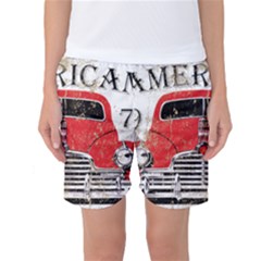 Perfect American Vintage Classic Car Signage Retro Style Women s Basketball Shorts by Sarkoni