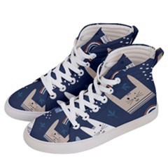 Colorful Cute Cats Seamless Pattern Women s Hi-top Skate Sneakers by Bedest