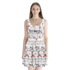 Cute Cat Chef Cooking Seamless Pattern Cartoon Split Back Mini Dress  by Bedest