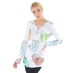 Cartoon Bird Cute Doodle Bird Tie Up T-shirt by Bedest