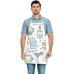 Drinks Cocktails Doodles Coffee Kitchen Apron by Apen
