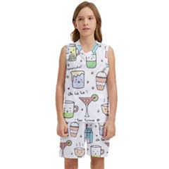 Drinks Cocktails Doodles Coffee Kids  Basketball Mesh Set by Apen