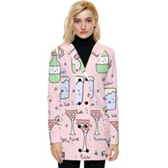 Drink Cocktail Doodle Coffee Button Up Hooded Coat  by Apen