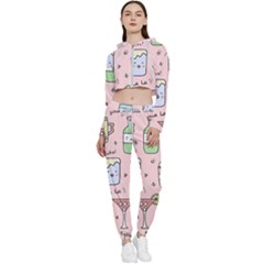 Drink Cocktail Doodle Coffee Cropped Zip Up Lounge Set by Apen