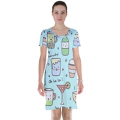 Drinks Cocktails Doodle Coffee Short Sleeve Nightdress by Apen