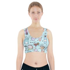 Drinks Cocktails Doodle Coffee Sports Bra With Pocket by Apen