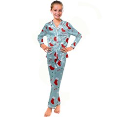 Christmas Pattern Kids  Satin Long Sleeve Pajamas Set by Apen