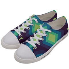 Pattern Blue Green Retro Design Men s Low Top Canvas Sneakers by Ravend