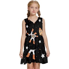 Astronaut Space Rockets Spaceman Kids  Sleeveless Tiered Mini Dress by Ravend