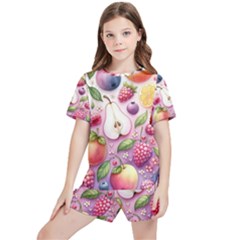 Fruits Apple Strawberry Raspberry Kids  T-shirt And Sports Shorts Set by Ravend