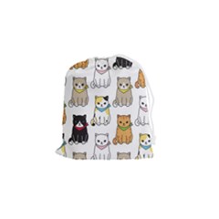 Cat Kitten Seamless Pattern Drawstring Pouch (small) by Grandong