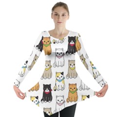 Cat Kitten Seamless Pattern Long Sleeve Tunic  by Grandong