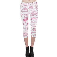 Cute Girly Seamless Pattern Capri Leggings  by Grandong