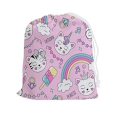 Beautiful Cute Animals Pattern Pink Drawstring Pouch (2xl) by Grandong