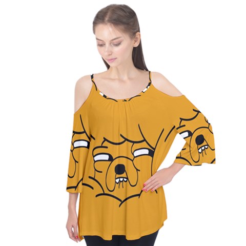 Adventure Time Jake The Dog Flutter Sleeve T-shirt  by Sarkoni