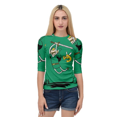 Adventure Time The Legend Of Zelda Quarter Sleeve Raglan T-shirt by Sarkoni