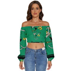Adventure Time The Legend Of Zelda Long Sleeve Crinkled Weave Crop Top by Sarkoni