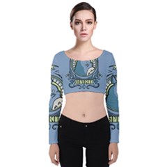 Drawing Illustration Anime Cartoon My Neighbor Totoro Velvet Long Sleeve Crop Top by Sarkoni