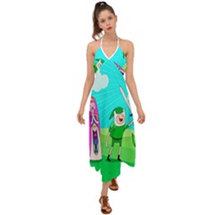 Adventure Time The Legend Of Zelda Parody Halter Tie Back Dress  by Sarkoni