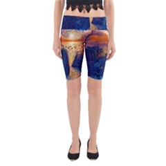 Digital Art Fantasy Impressionism Painting Ship Boat Psychedelic Peacock Mushroom Flamingos Hipwreck Yoga Cropped Leggings by Sarkoni