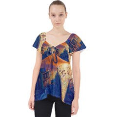 Digital Art Fantasy Impressionism Painting Ship Boat Psychedelic Peacock Mushroom Flamingos Hipwreck Lace Front Dolly Top by Sarkoni