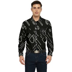 Coffee Background Men s Long Sleeve Pocket Shirt  by Bedest