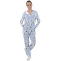 Cute Seagulls Seamless Pattern Light Blue Background Women s Tracksuit View1