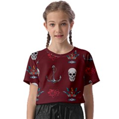 Tattoo Old School Background Pattern Kids  Basic T-shirt by Bedest