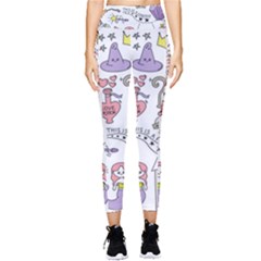 Fantasy Things Doodle Style Vector Illustration Pocket Leggings  by Bedest