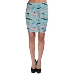 Beach Surfing Surfers With Surfboards Surfer Rides Wave Summer Outdoors Surfboards Seamless Pattern Bodycon Skirt by Bedest