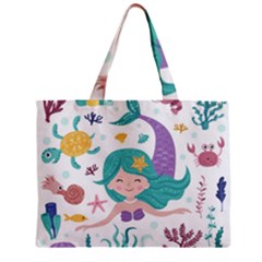 Set Cute Mermaid Seaweeds Marine In Habitants Zipper Mini Tote Bag by Bedest